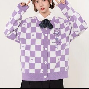 P kuromi  My y Embroidery Cardigan Women Jk Purple Size M Size Knitted Sweater